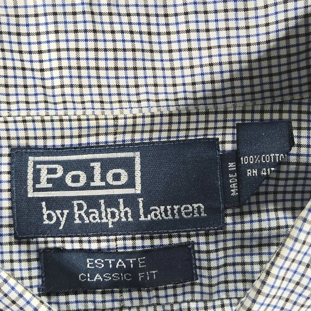 Polo Ralph Lauren Estate Shirt Mens 18 2XL Blue Classic Fit Button Up